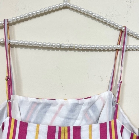 Parker Jay Striped Ruffle Front Sleeveless Pink & White Mini Dress SIZE MEDIUM - Picture 9 of 9